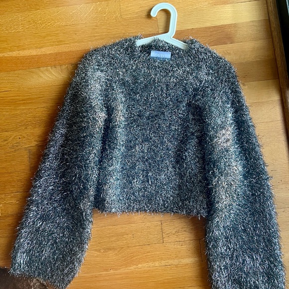 Zara silver fluffy foil fuzzy sweater. - Picture 6 of 7